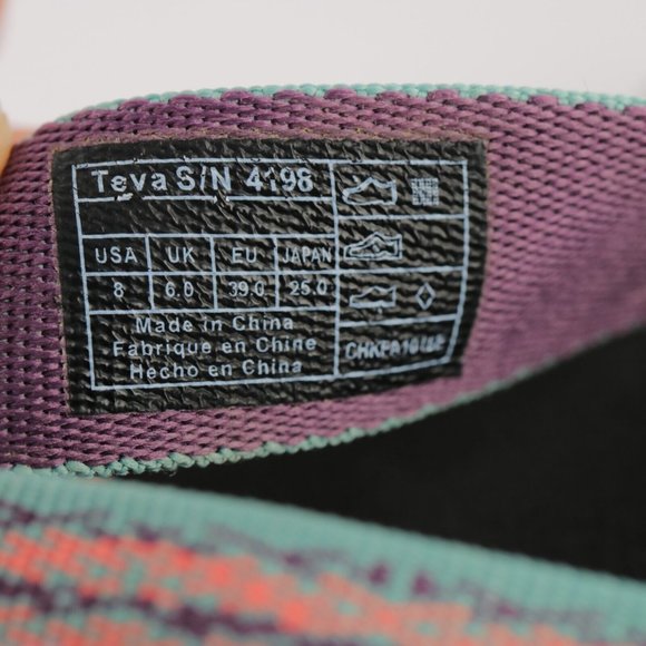 Teva Women Mush Sandal Slide Flip Flop Size 8 Thong Comfy Sage Green Purple Shoe - Picture 12 of 12